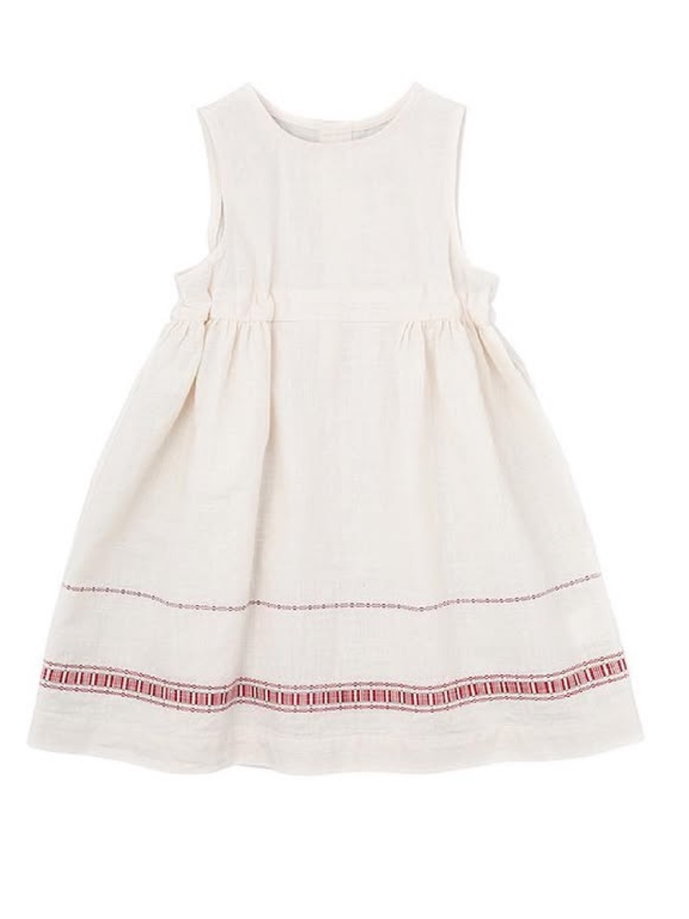 Bene Bene Cotton Embroidered Summer Dress 4T Cream Jacquard Buttons Cottagecore